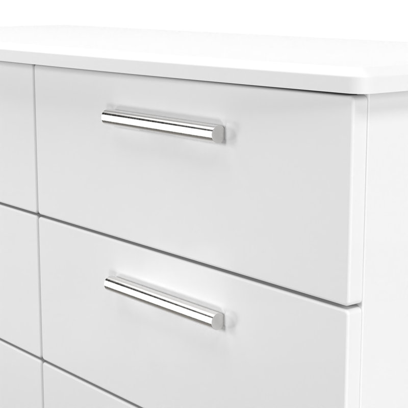 Borgeson 112 cm W Chest of 6 Drawers, White Matt