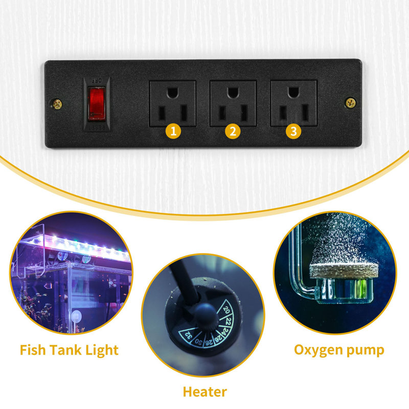 White Heavy Duty Metal Aquarium Stand with Storage Cabinet and LED Light