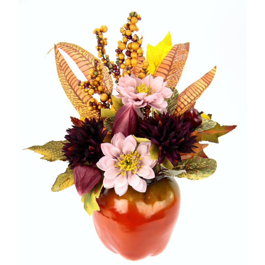 Kunstblume Chrysanthemen und Dahlien in Vase