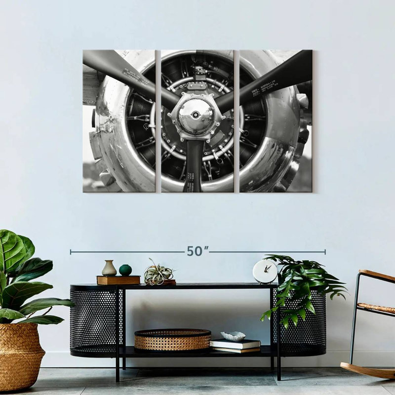 Hélice d'avion - ensemble de 3 toiles tendues, H 28 po x l 45 po x P 1,25 po