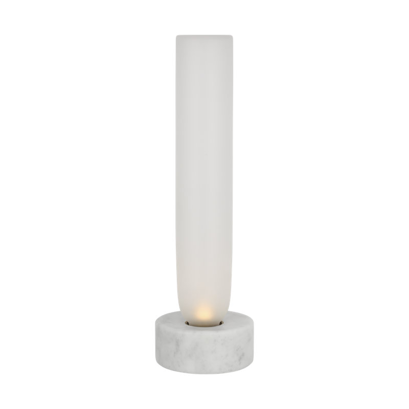 Kelly Wearstler Volver 1-light Small Table Lamp in White Marble with Clear Etched Glass shade, White