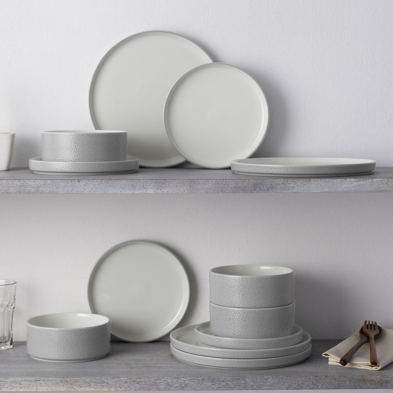 Noritake Colortex Stone 12-Piece Dinnerware Set, Service for 4, Gray