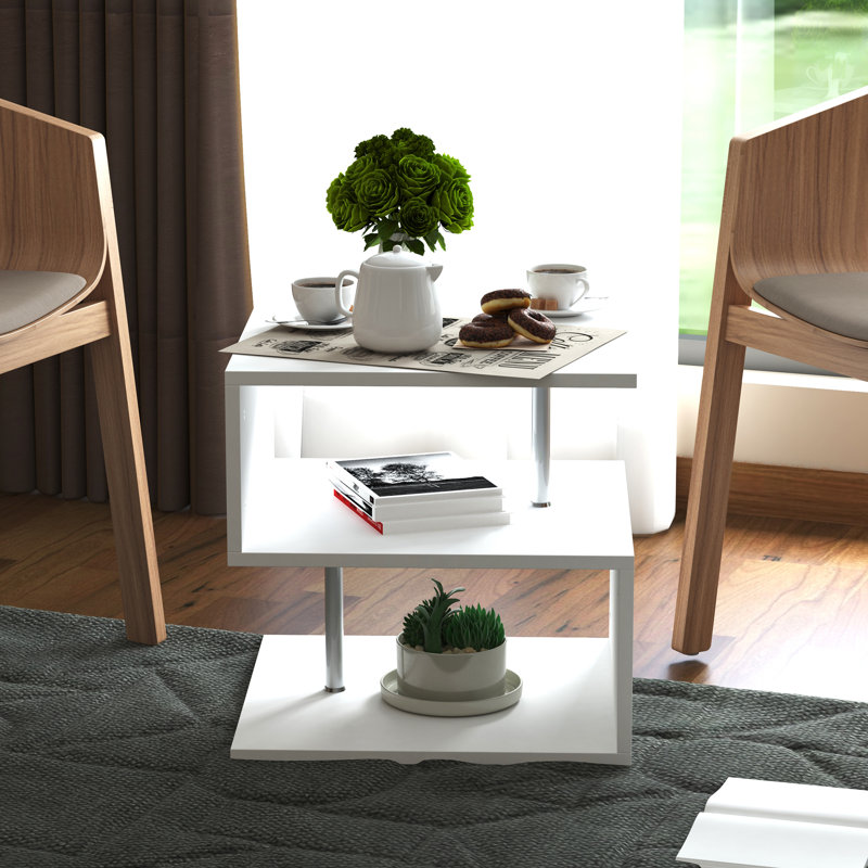 Mote End Table, White, 19.75" H x 19.75" L x 19.75" W