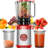 GlowWise Juicer Machines with Built-in Blades for Slicing Whole Fruits & Vegetables, Cold Press Juicer with 4.35" Large Feeding Chute, Easy to Clean, Quiet Masticating Juicer with High Juice Yield