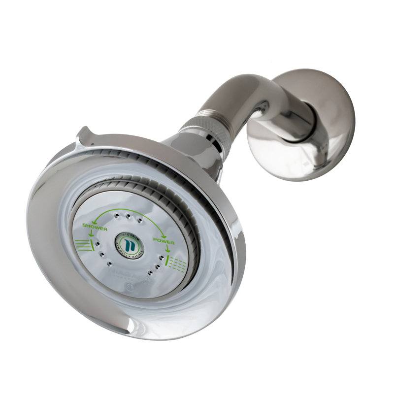 Chrome Adjustable Round Fixed Shower Head with Self-Cleaning