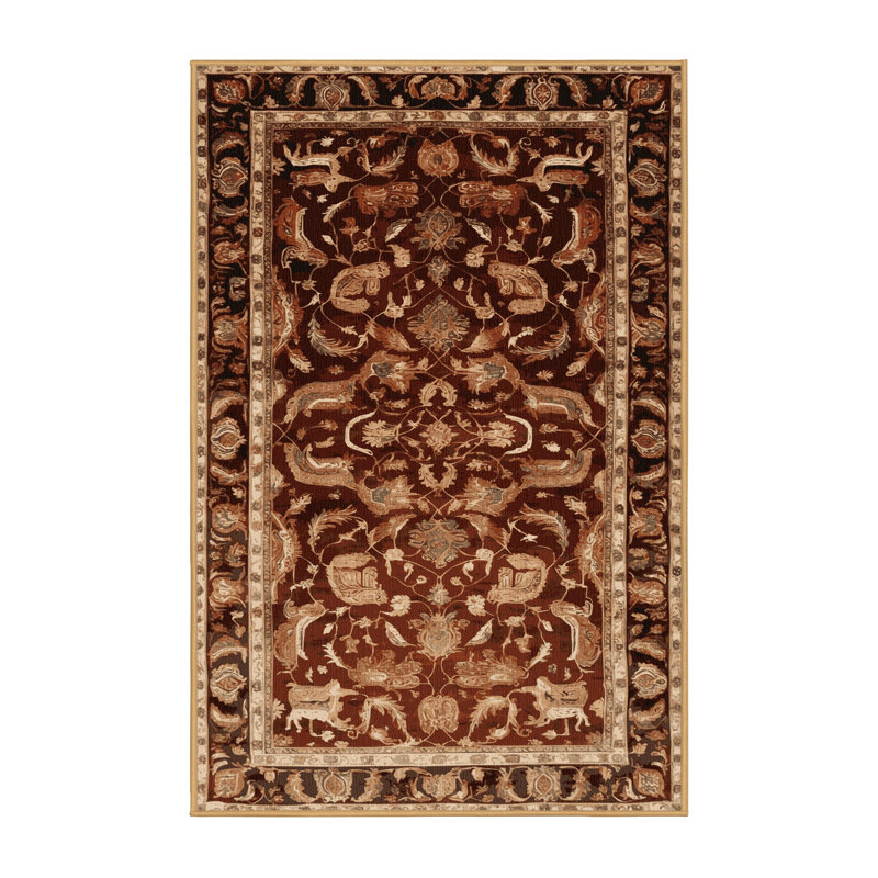 Machine Washable Persian Brown Area Rug, Runner 2' x 5'