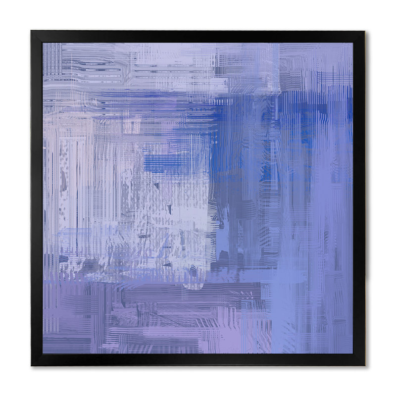 «Blue and Purple Frozen Grunge Art», reproduction d'art sur toile encadrée, Cadre noir, H 30 po x l 30 po x P 1 po