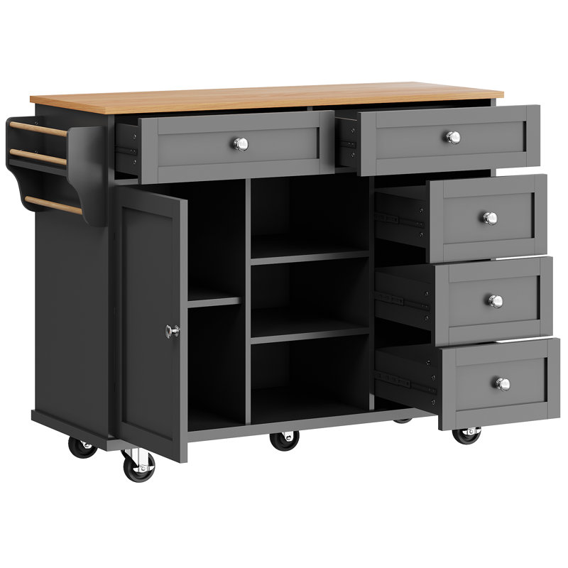 Wood Kitchen Island, Black