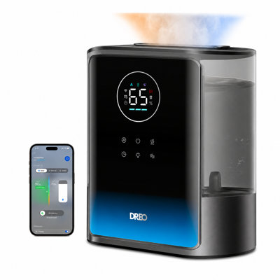 DREO 8L Smart Humidifier Large Room, 80H Runtime, Warm & Cool Mist Up to 600ft², Precise Humidity Control, 1500+RGB Light, 28dB