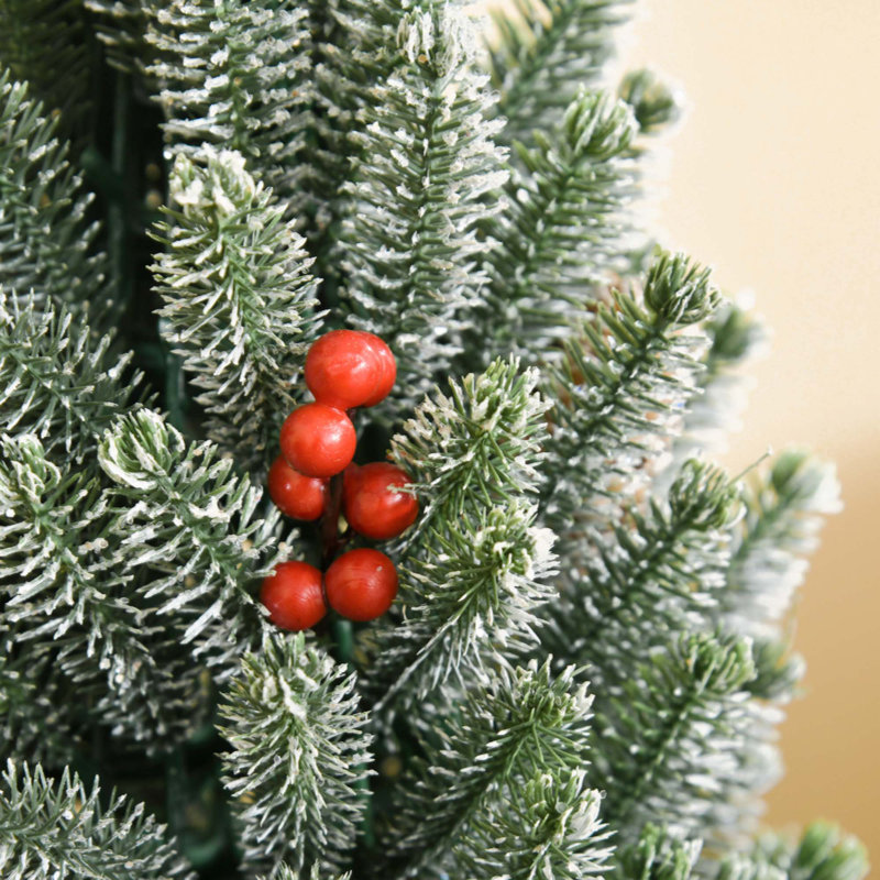 Arbre de Noël artificiel de 18 po de haut miniature enneigé et floqué neige avec décoration de Noël