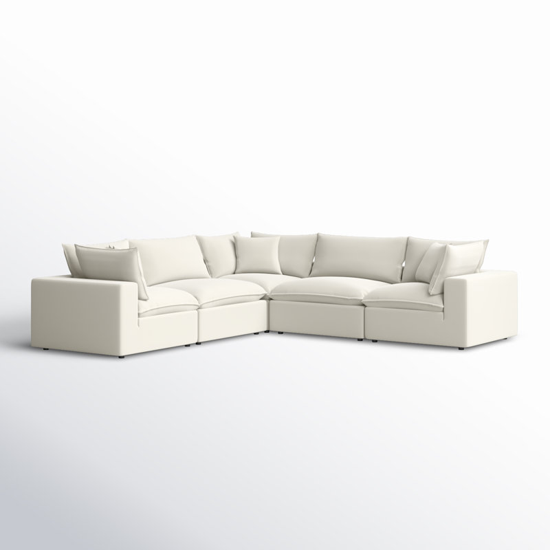 Ellaria 5 - Piece Modular Upholstered L-Sectional, Cream Livesmart®