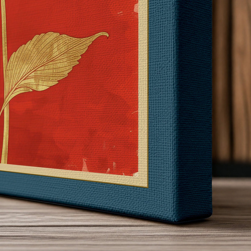 Gilded Stem Botanical - Wrapped Canvas, 18x12 - 45.7 x 30.5 cm, Teal Border