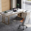 Bureau rectangulaire blanc / blanc + bois doré + bois manufacturé + Barenia avec 6 tiroirs-1680650834