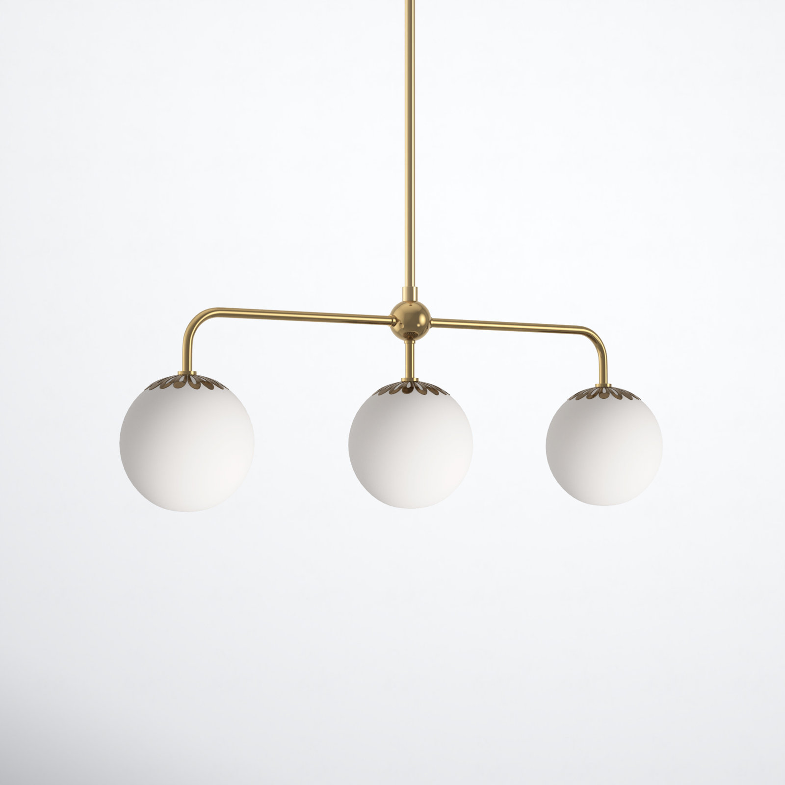 Deniaud 3 Light Glass Pendant, Aged Brass