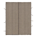 Rug & Kilim’S Accent Kilim, Square Rug In Textural Beige And Slate Gray Stripes