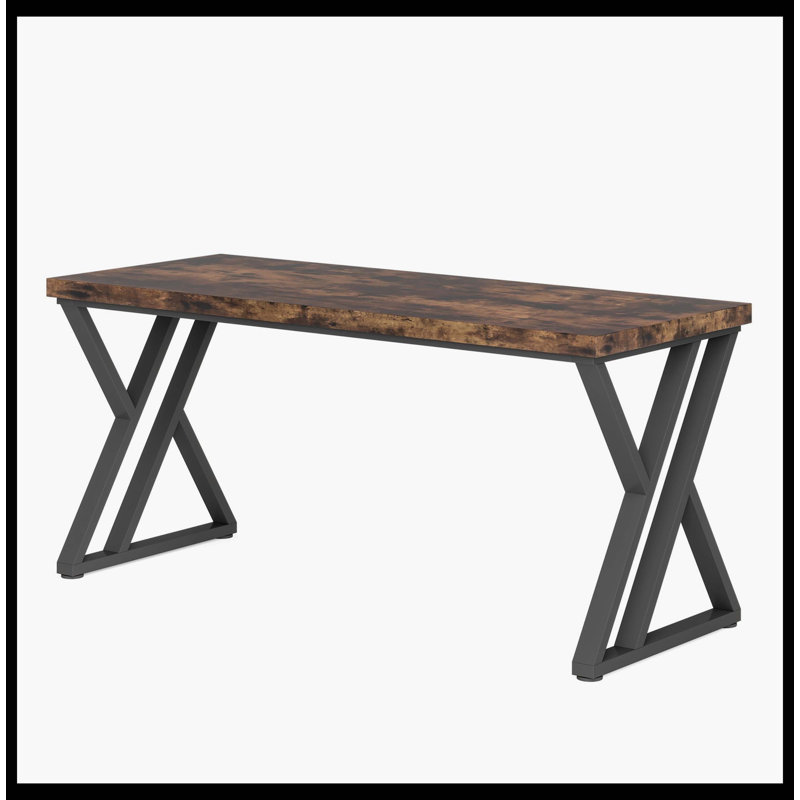 Bureau d'ordinateur robuste, bureau d'écriture simple 55 po, Brun rustique