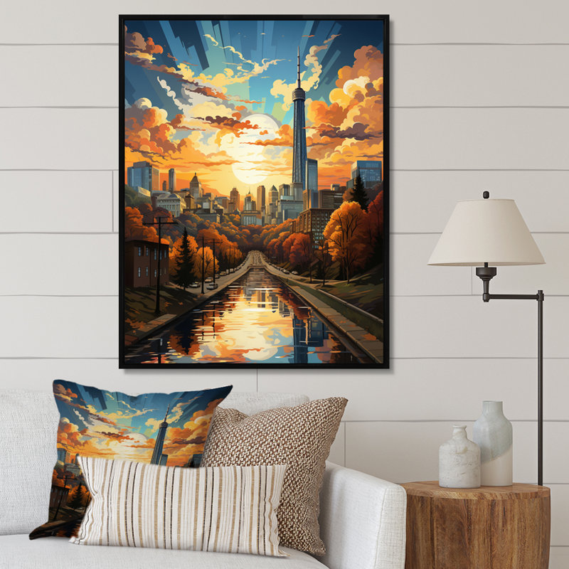 «Brockenhurst City Atlanta Popart IV», reproduction sur toile, H 32 po x l 24 po x P 1 po, Cadre flottant noir