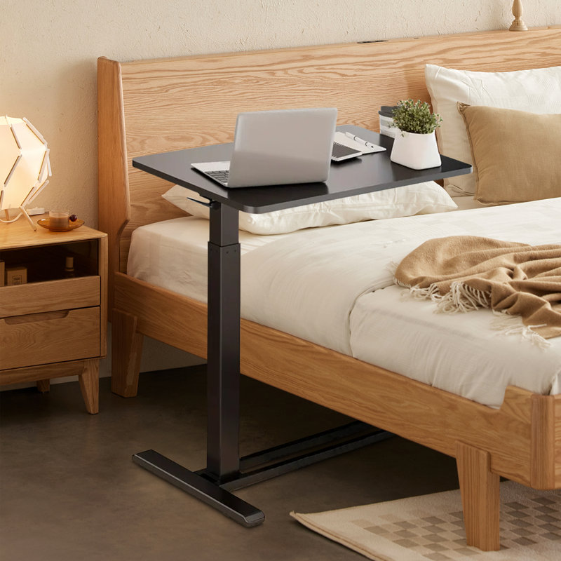 Table d'appoint à roulettes 32 po x 18 po avec roulettes dissimulées - table d'hôpital à hauteur ajustable avec porte-gobelet, table d'ordinateur portable pour la maison, le bureau, l'extérieur, la salle de classe