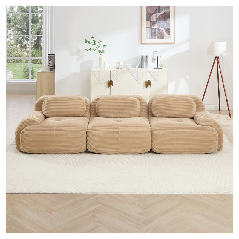 Canapé modulaire Camur, Velours côtelé rouge