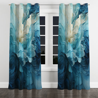 Rideau occultant moderne avec œillets Turquoise Turquoise Serenity Swirl III - 1 panneau