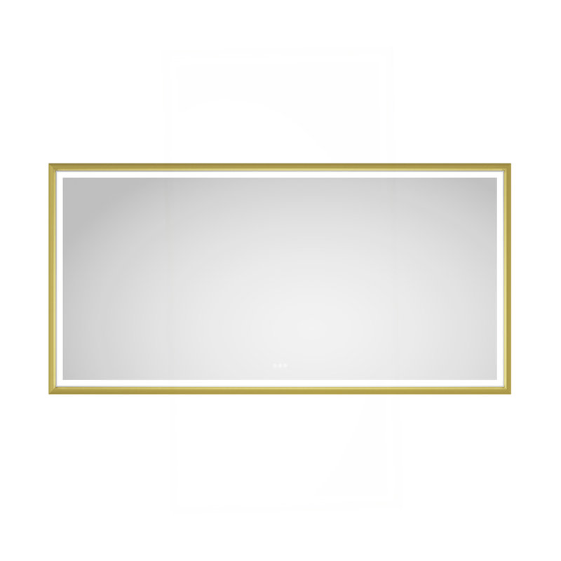LED Bathroom Wall Mounted Mirror With Anti-Fog And Dimmer Function, Gold