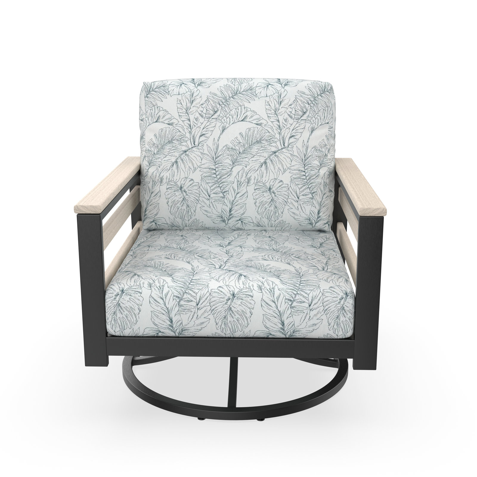 Townsend Sunbrella® Metal Swivel Patio Rocking Chair, Sunbrella Calm Laurel, White