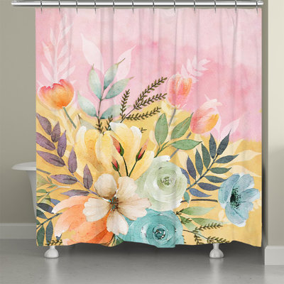 Rideau de douche simple floral Caitlynn