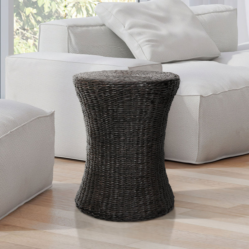 Tabouret d'appoint en rotin, Noir