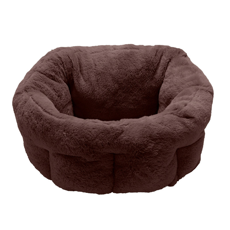 Small Sable Brown Faux Fur Cuddler Pet Bed