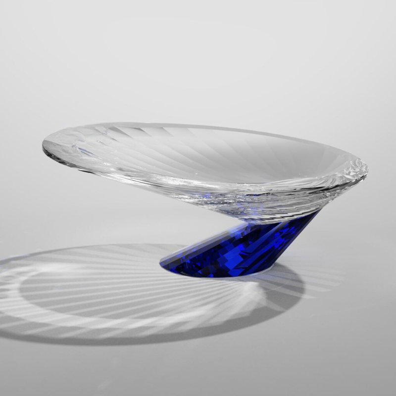 Crystal Decorative Bowl, Blue/Clear