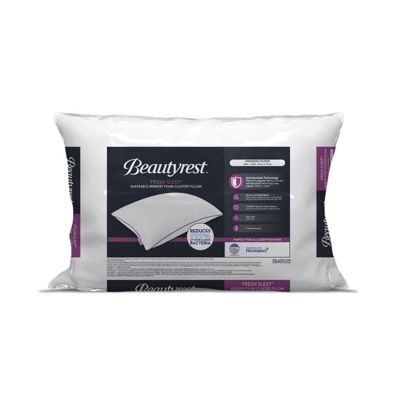 Beautyrest Fresh Sleep Memory Foam Jumbo Medium Support Pillow