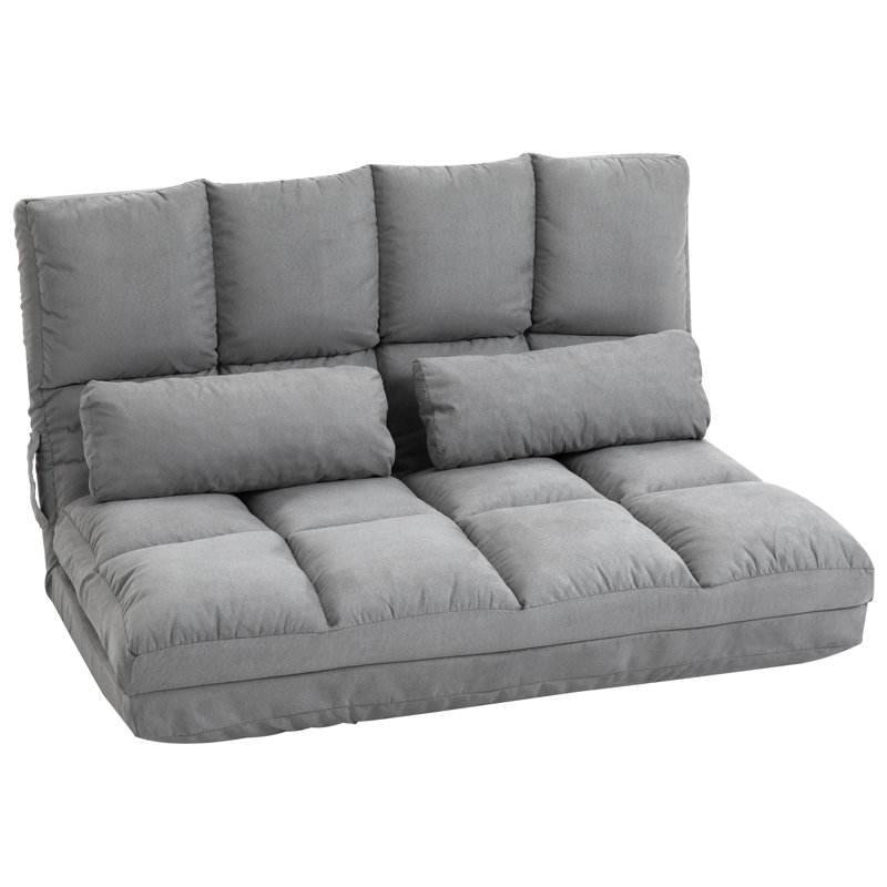 Kinta Full / Double Upholstered Convertible Sofa, Beige Suede, 23.5" H x 40.25" W x 28.75" D