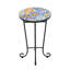 Colourful Side Table For Patio With Distressed Ceramic Tile And Robust Base Top Matte Black Steel Frame