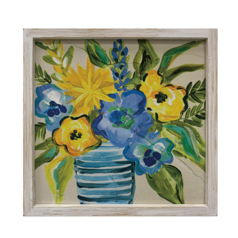  Panneau de fibres à densité moyenne / Tissu indigo agrumes, décorations pour la maison, printemps