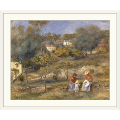 «Deux femmes et un enfant, peinture de paysage impressionniste, 1902» par Pierre-Auguste Renoir, reproduction d'art