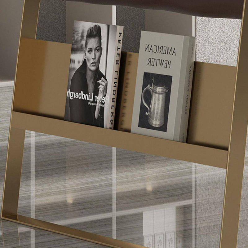 Bureau beige et blanc + pierre frittée rectangulaire dorée + bois manufacturé + bureau en acier inoxydable avec 5 tiroirs