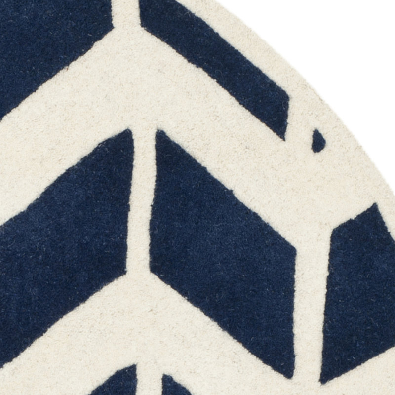 Deedie Hand Tufted Wool Geometric Rug, Round 5'