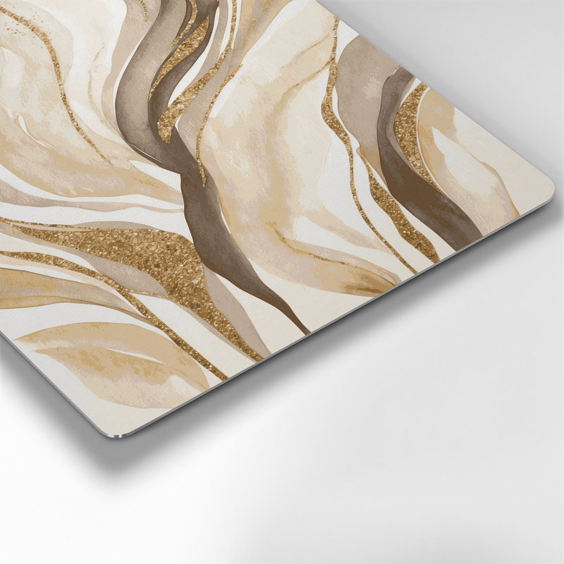 Abstrait aquarelle 42, art mural en métal beige