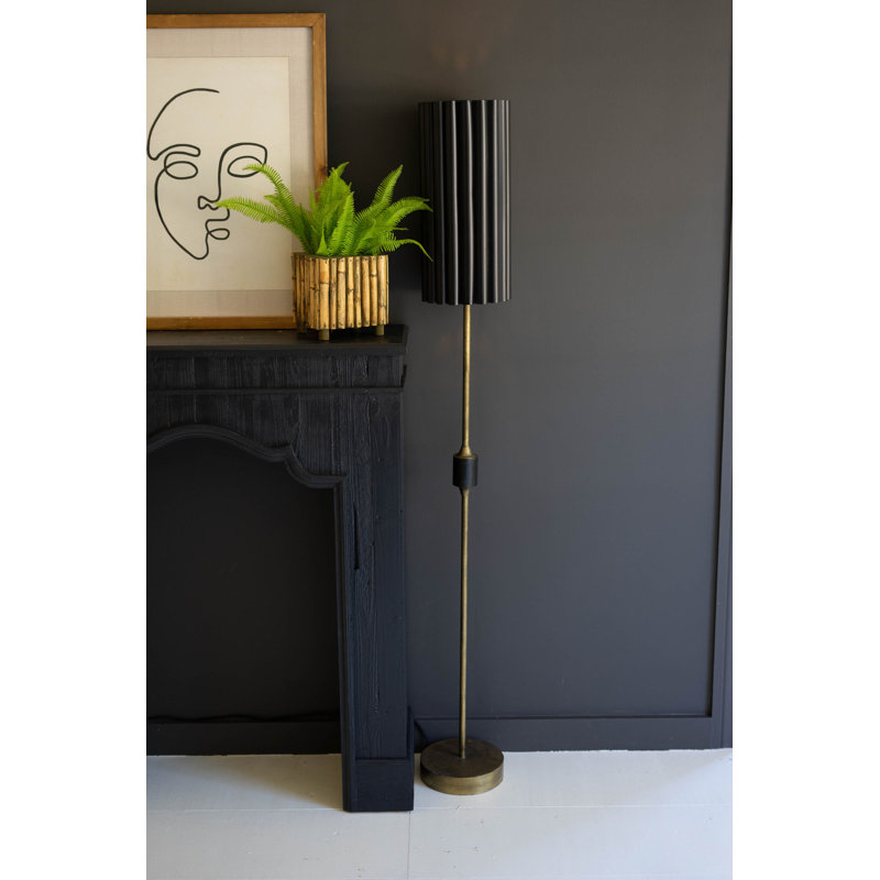  Metal Table Lamp with Barrel Shade Decorative Accent Lighting for Tabletop Desk Antique Gold Finish
