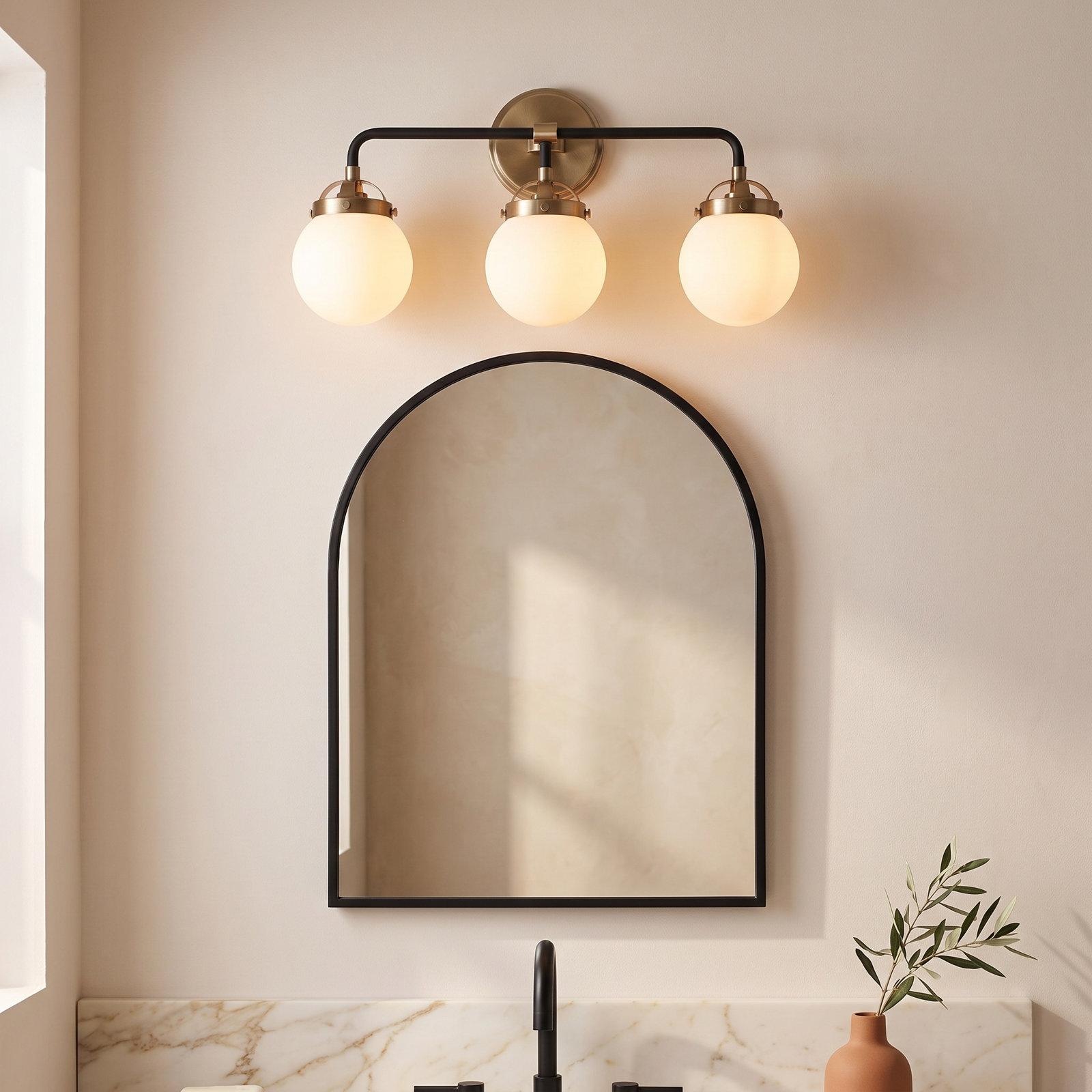 Newport 3-Light Vanity Light, Satin Brass, No 