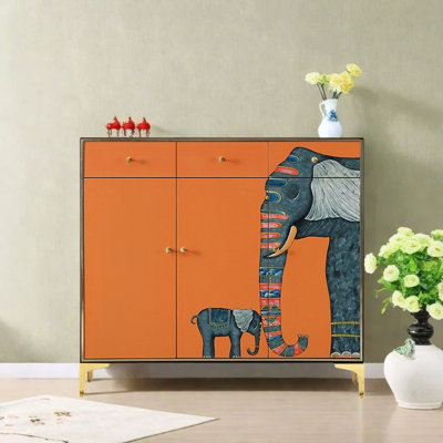 Hand-Painted Entryway Cabinet