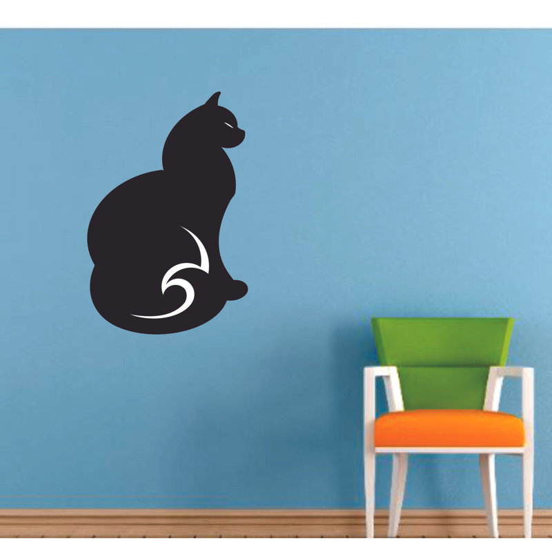 Décalcomanie murale chat, H 20 po x l 18 po