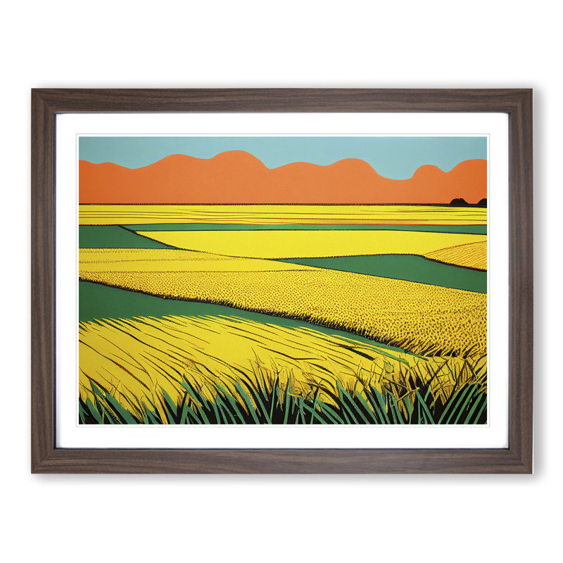 Wheat Field Pop Art - Framed Print, 46cm H x 64cm W x 2cm D, Walnut Framed