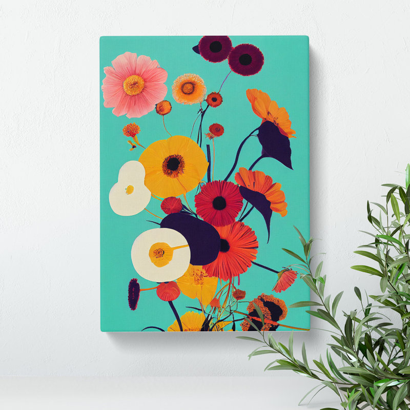 Retro Flowers No.4 - Wrapped Canvas Print, 50cm H x 35cm W x 3cm D
