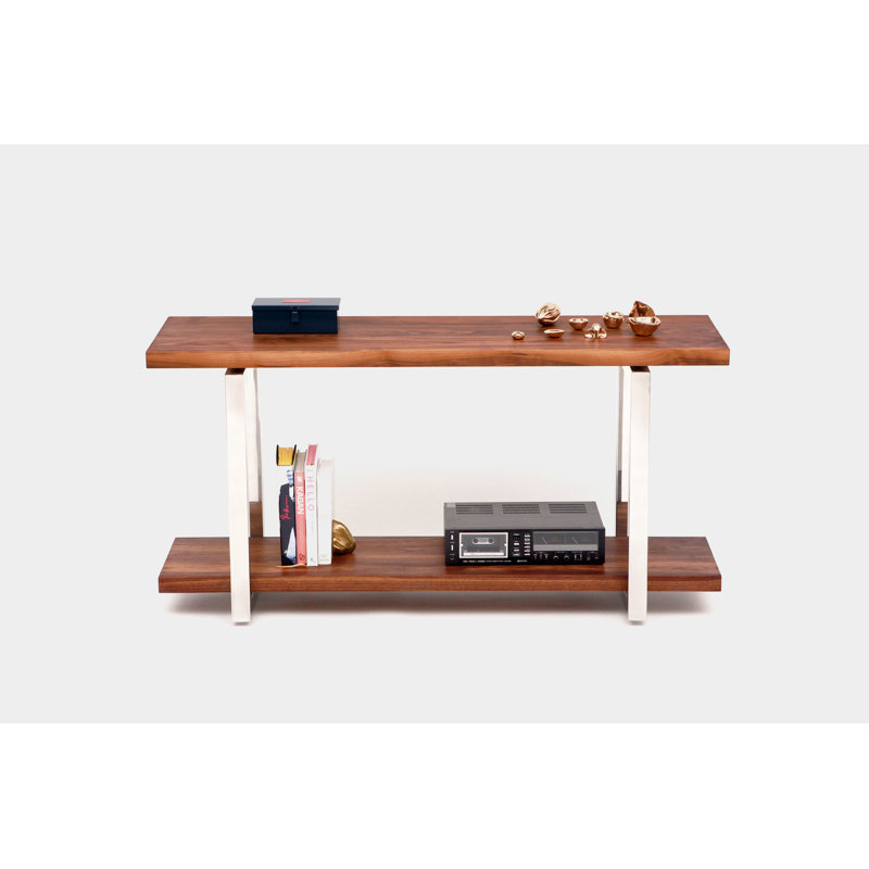 Gax Solid Wood Console Table, 30" H x 84" W x 18" D, Polished Stainless Steel