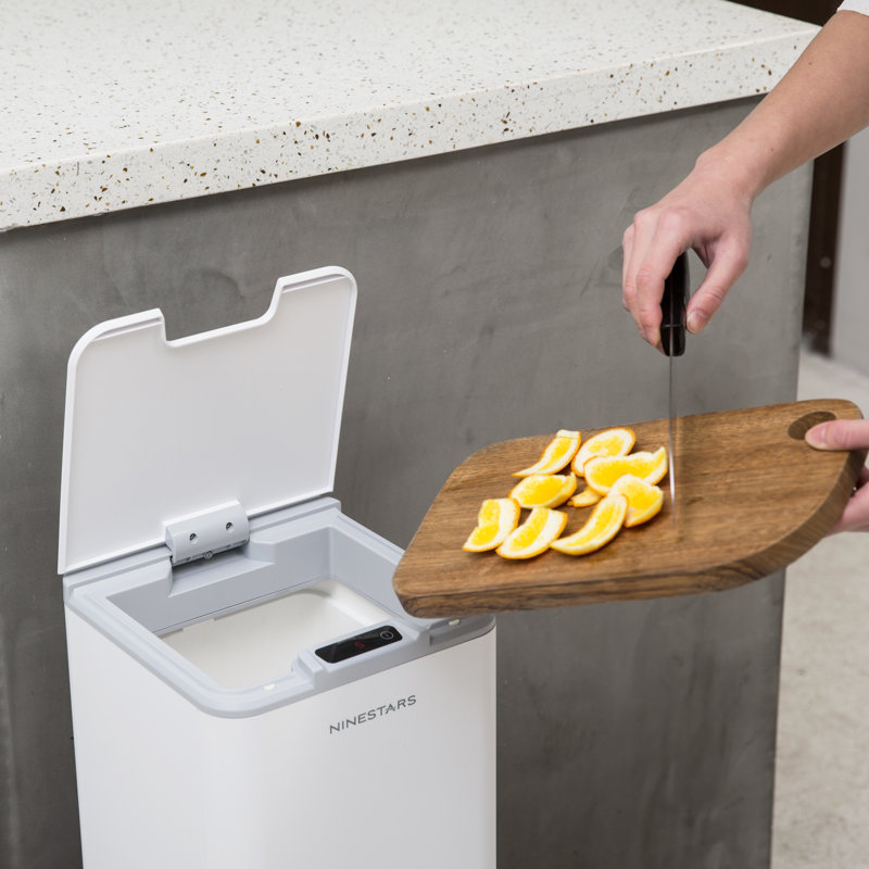 White Plastic 2.6 Gallon Motion Sensor Trash Can