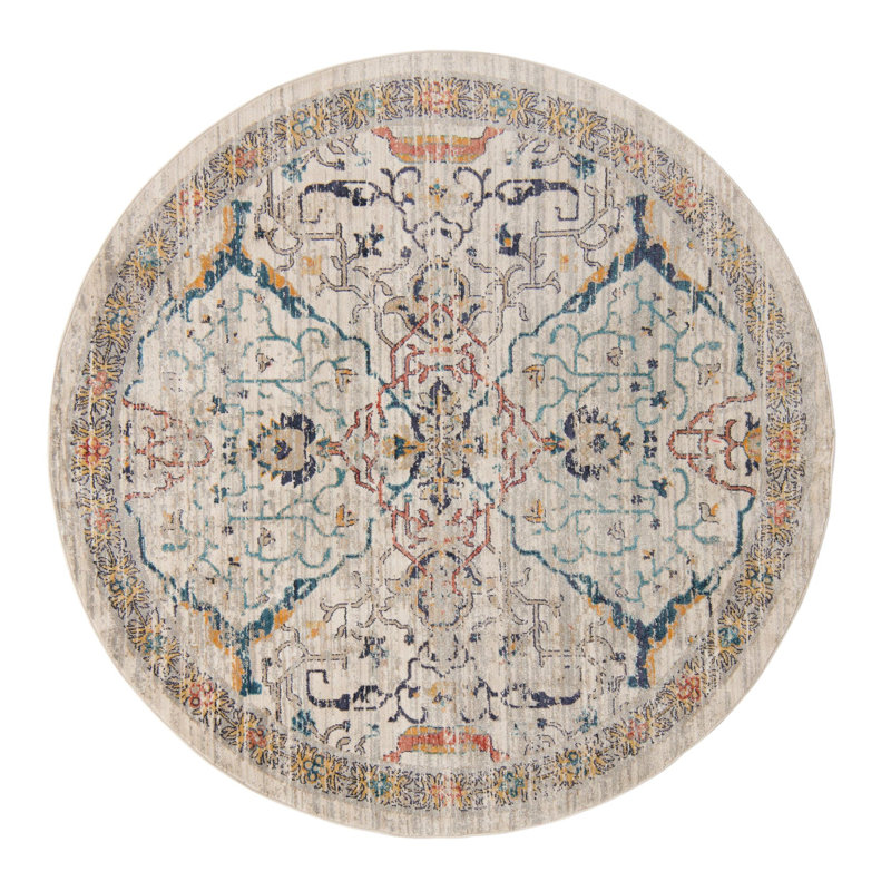Alkire Floral Indoor Rug, Round 7'
