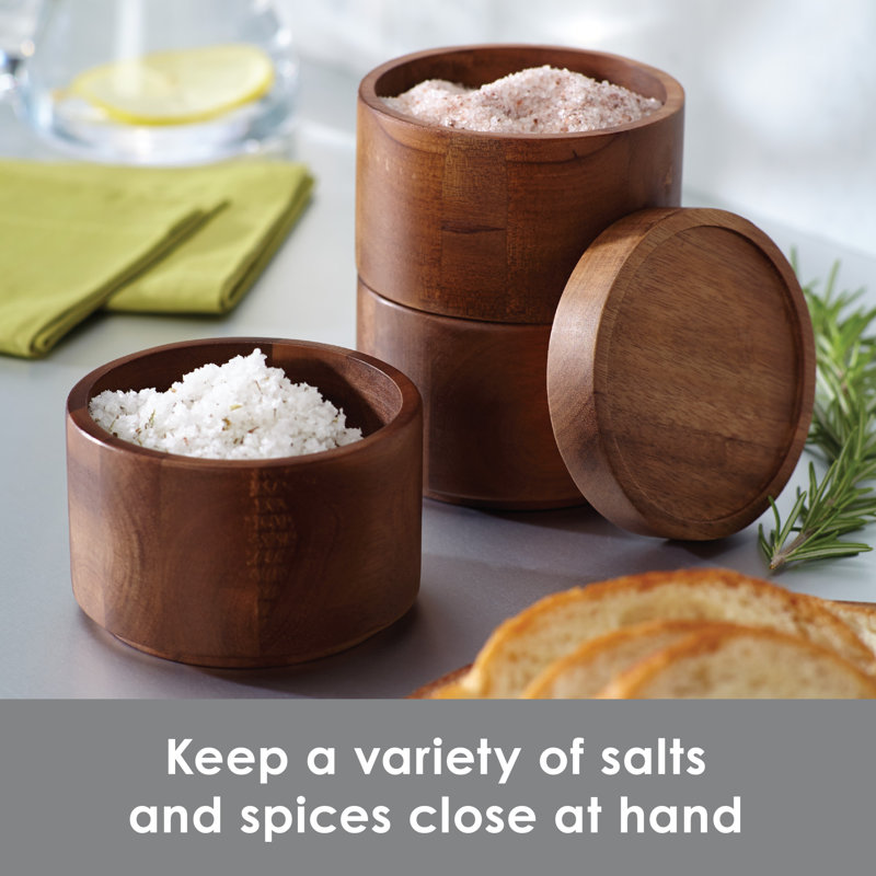 Rachael Ray Tools and Gadgets Kitchen 3-Tier Stacking Wooden Salt Box