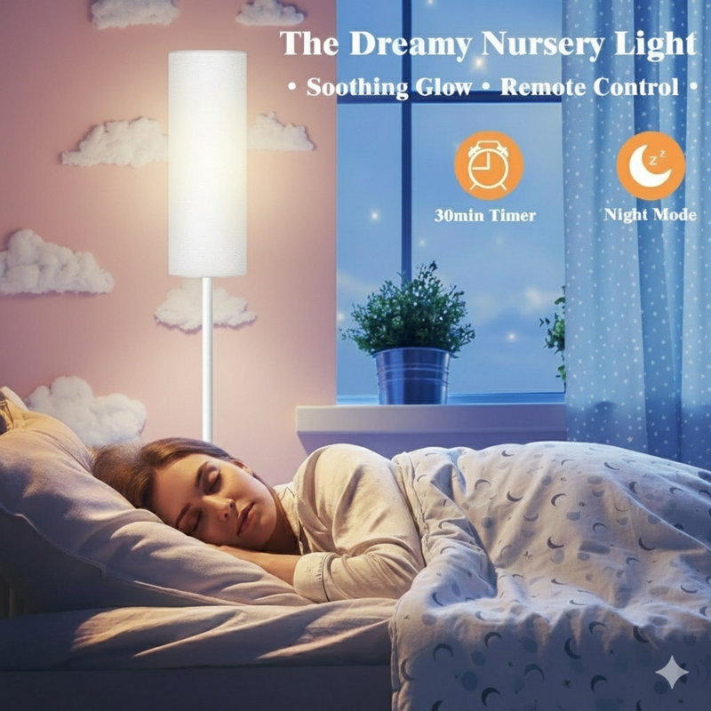 Lampe sur pied intelligente à DEL avec contrôle de l'application et couleurs RVB - lampe sur pied à intensité variable pour le salon, la chambre à coucher, les jeux - télécommande, minuterie, ampoule de 9 W incluse, grande lampe moderne de 67 po (blanc)