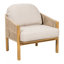 Fauteuil club d'extérieur en bois Grotta, corde beige avec coussin beige, fauteuil-307247697